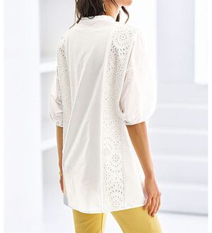 BELLUNA（ベルーナ）の「サッカー素材レース切替ドルマンチュニック（チュニック）」｜オフ白