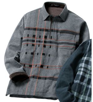 「マイナス５歳の大人格上げジャカードポロ（メンズポロシャツ）」｜グレーオレンジ