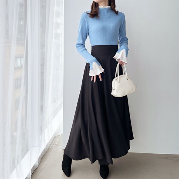 GeeRA（ジーラ）の「プリーツ付ハイネックリブニットトップス（ニット・セーター）」｜詳細画像