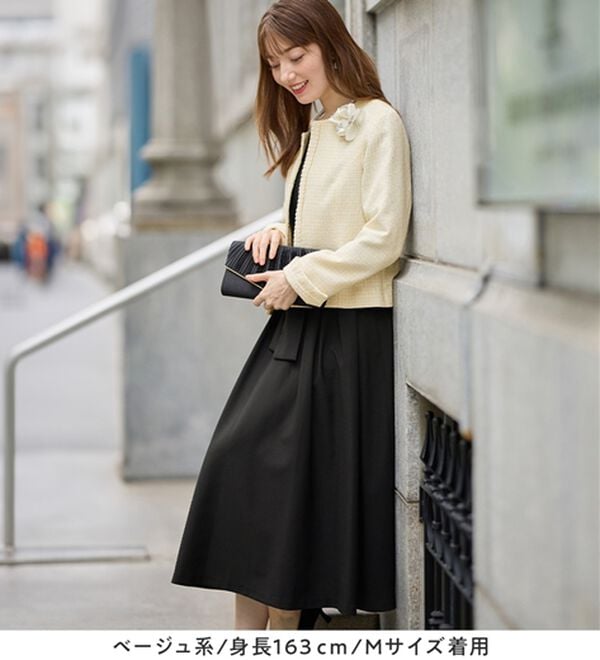 alotta（アロッタ）の「【３点セット】入学式卒業式に！ママに嬉しい洗えるワンピセレモニースーツ＜７号～２３号＞（ワンピースセットスーツ）」｜詳細画像