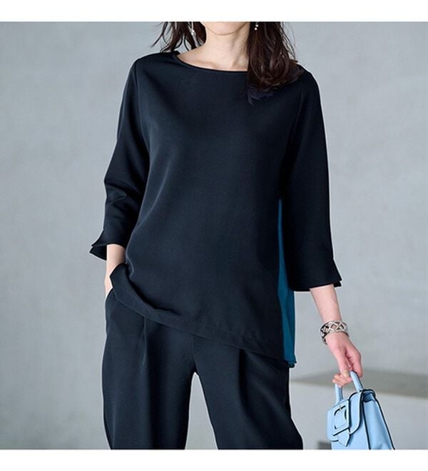 RANAN（ラナン）の「楽ちんキレイ見え！バックプリーツセットアップ（ブラウススーツ）」｜詳細画像