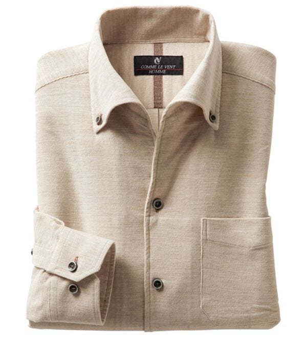 「＜コムルヴァン・オム＞メランジコーデュロイ柔らかシャツ（メンズシャツ）」｜アイボリー