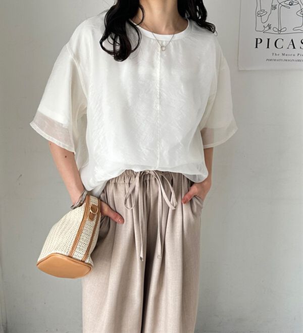 GeeRA（ジーラ）の「オーガンジーレイヤードＴシャツ（カットソー）」｜詳細画像