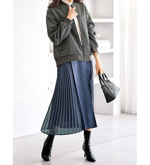 BELLUNA（ベルーナ）の「ウール調素材リブ切替ブルゾン（ブルゾン）」｜詳細画像