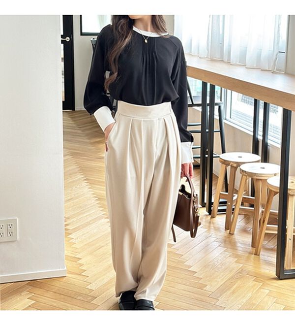 GeeRA（ジーラ）の「前後２ＷＡＹ配色デザインブラウス（ブラウス）」｜詳細画像