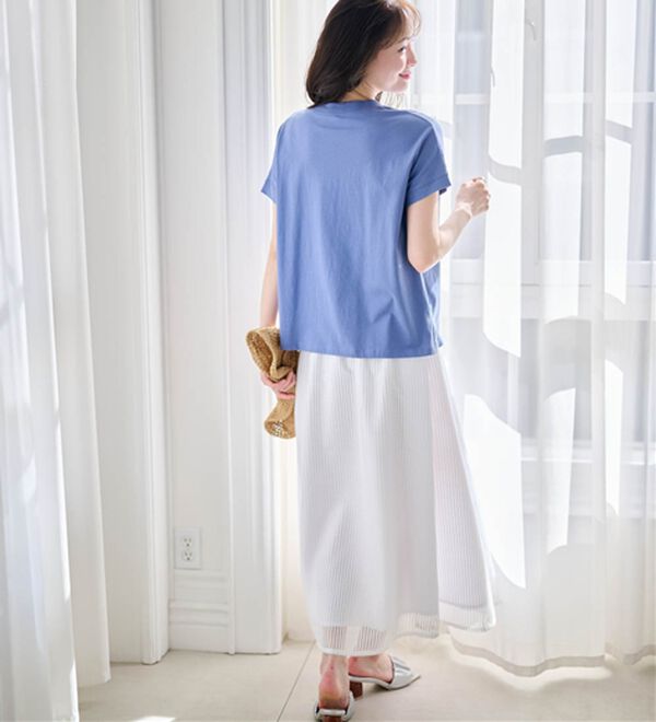 RANAN（ラナン）の「【選べる袖丈】ひんやり！＜BC＞綿100％プチハイネックＴシャツ（カットソー）」｜詳細画像