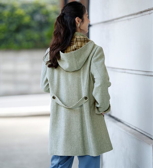 ルフラン（ルフラン）の「ウール混チェックフーディーコート（ハーフコート）」｜詳細画像