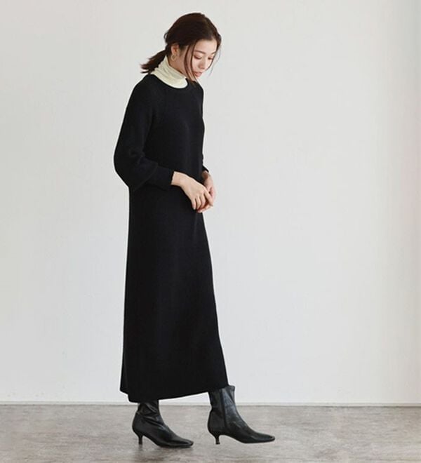 Pierrot（ピエロ）の「【Pierrot限定サイズ】パフスリーブロングニットワンピース（ニットワンピース）」｜詳細画像