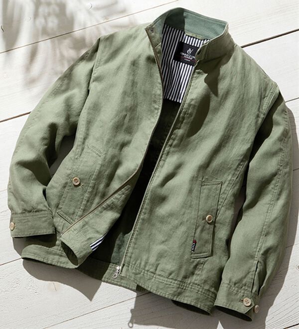 「＜コムルヴァン・オム＞さっと羽織れる麻１００％ライダースブルゾン（メンズジャケット）」｜詳細画像