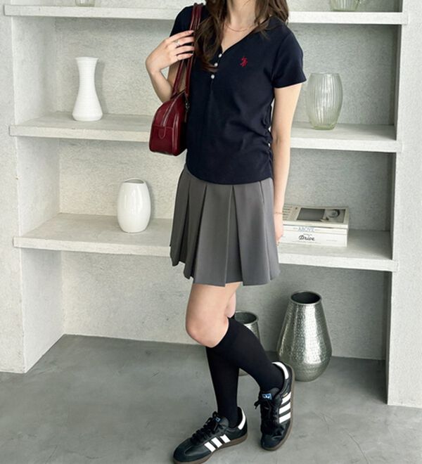 GeeRA（ジーラ）の「【ＵＳ．ＰＯＬＯ．ＡＳＳＮ】接触冷感Vネックヘンリーリブカットソー（カットソー）」｜詳細画像