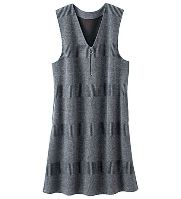 BELLUNA（ベルーナ）の「ボーダージャカード素材ジャンパースカート（ジャンパースカート）」｜詳細画像