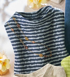 ルフラン（ルフラン）の「涼やかジャカード柄プルオーバー（カットソー）」｜ネイビー系