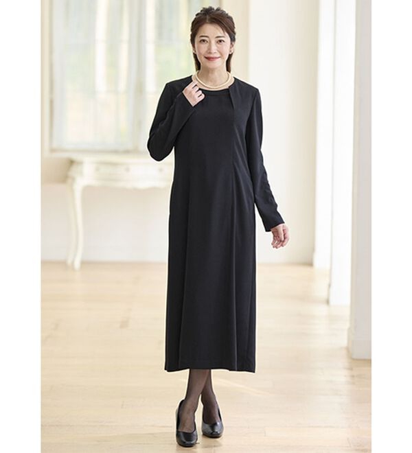 BELLUNA（ベルーナ）の「洗える！ケープボレロ付ワンピースアンサンブル（ブラックフォーマル（喪服・礼服））」｜詳細画像