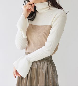 RANAN（ラナン）の「＜ムースタッチ＞洗える！バイカラータートルリブニット（ニット・セーター）」｜詳細画像