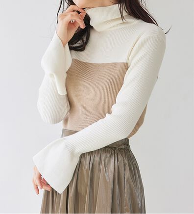 RANAN（ラナン）の「＜ムースタッチ＞洗える！バイカラータートルリブニット（ニット・セーター）」