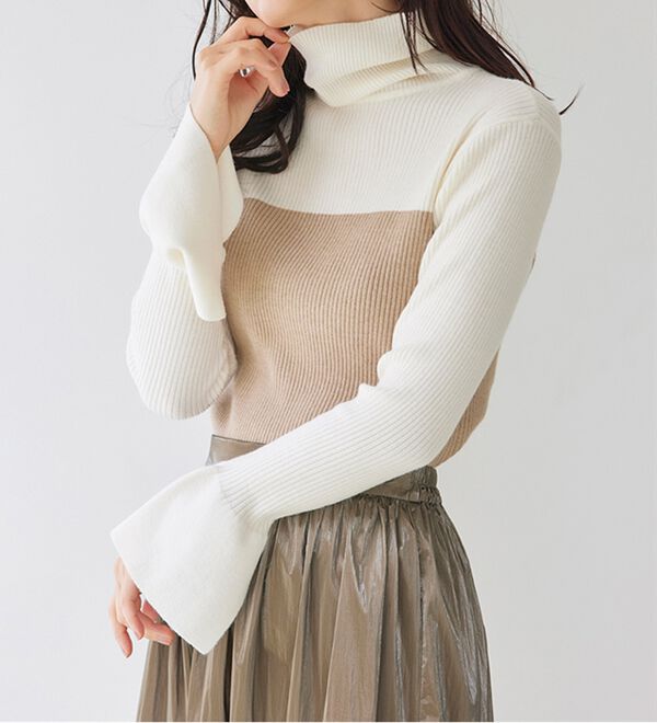 RANAN（ラナン）の「＜ムースタッチ＞洗える！バイカラータートルリブニット（ニット・セーター）」｜詳細画像