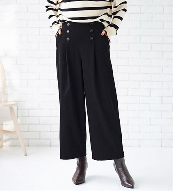 BELLUNA（ベルーナ）の「サラもち！快適ビンテージ調素材ワイドパンツ（ワイドパンツ・ガウチョ）」｜詳細画像