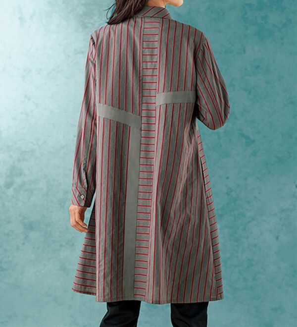 BELLUNA（ベルーナ）の「ランダムストライプ切替フレアーチュニック（チュニック）」｜詳細画像