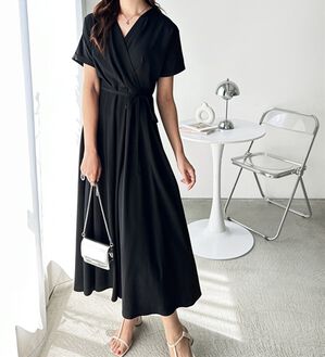 GeeRA（ジーラ）の「カシュクールフレアーワンピース（その他ワンピース）」｜ブラック