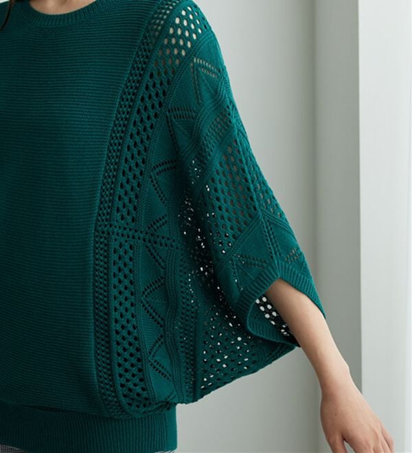BELLUNA（ベルーナ）の「透かし編ドルマンニットプルオーバー（ニット・セーター）」｜詳細画像