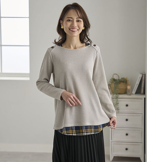 BELLUNA（ベルーナ）の「異素材重ね着風チュニック（チュニック）」｜詳細画像