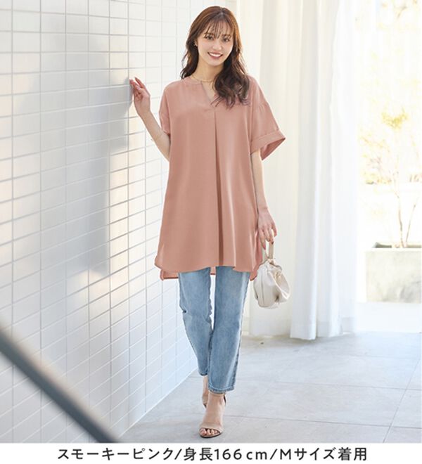 alotta（アロッタ）の「スキッパーとろみブラウスチュニック（ブラウス）」｜詳細画像