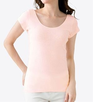 LAVIENNE（ラヴィエンヌ）の「綿１００％サラッと汗取りインナー　半袖＜ラヴィクールナチュラル＞（肌着・インナーウェア）」｜ピンク