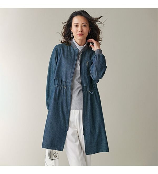 BELLUNA（ベルーナ）の「デニム素材中わたベスト付重ねデザインコート（ロングコート）」｜詳細画像