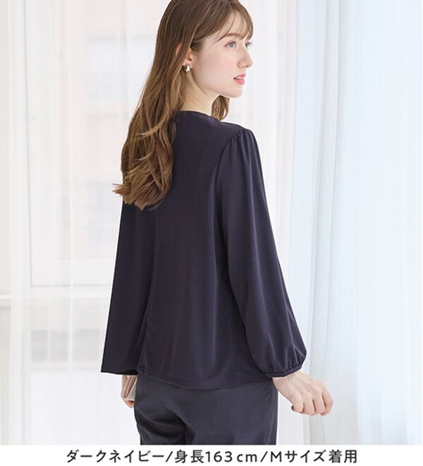 alotta（アロッタ）の「のびのび楽ちん！多機能上品パールデザインブラウス（ブラウス）」｜詳細画像