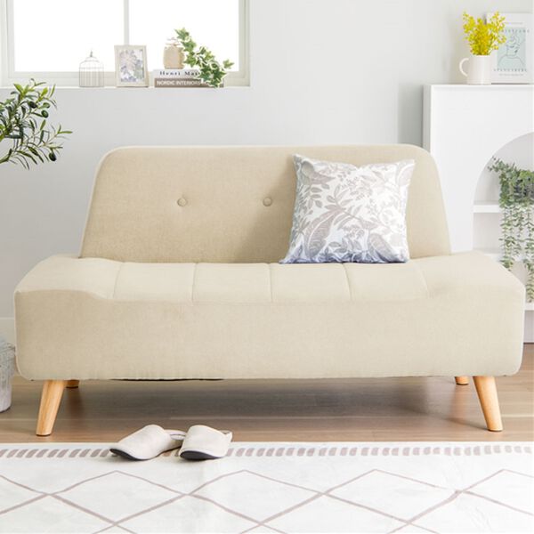 iellio（イエリオ）の「座面ゆったりベンチソファ（ソファ）」｜アイボリーベージュ