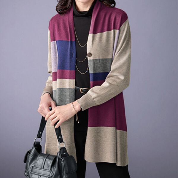 BELLUNA（ベルーナ）の「ブロック調インターシャニットカーディガン（ニットカーディガン）」｜詳細画像