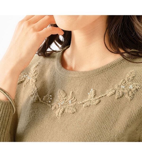 ルフラン（ルフラン）の「【３色組】花モチーフ刺しゅうニット（ニット・セーター）」｜詳細画像