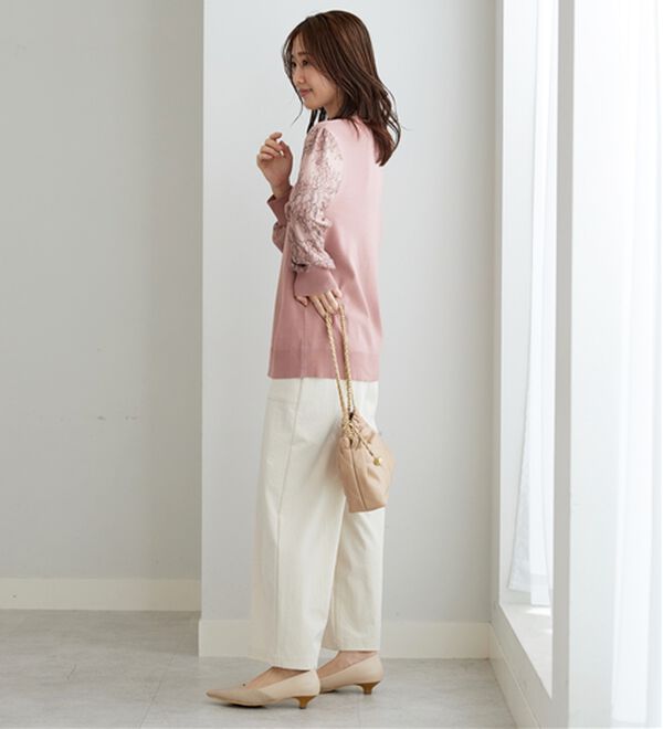 BELLUNA（ベルーナ）の「袖レースデザインニットプルオーバー（ニット・セーター）」｜詳細画像