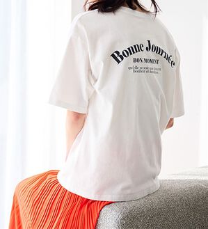 RANAN（ラナン）の「プリントロゴＴシャツ（カットソー）」｜ホワイト&times;ブラック(バックロゴ)