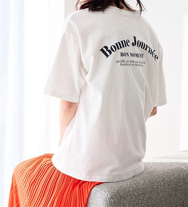 RANAN（ラナン）の「プリントロゴＴシャツ（カットソー）」｜ホワイト&times;ブラック(バックロゴ)