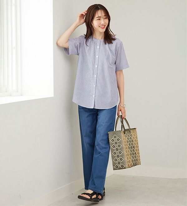 BELLUNA（ベルーナ）の「ギャザー使いバンドカラーブラウス（ブラウス）」｜詳細画像