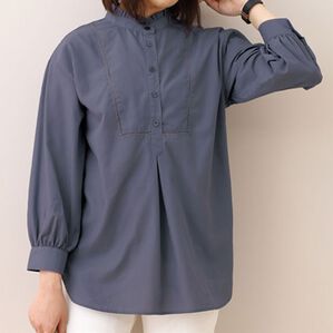 BELLUNA（ベルーナ）の「はしごレース使いフリル衿チュニック（チュニック）」｜ブルーグレー