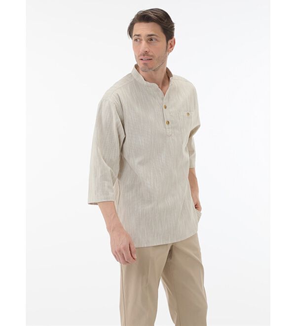 「ざっくり木綿のゆったりリラックスシャツ（メンズシャツ）」｜詳細画像