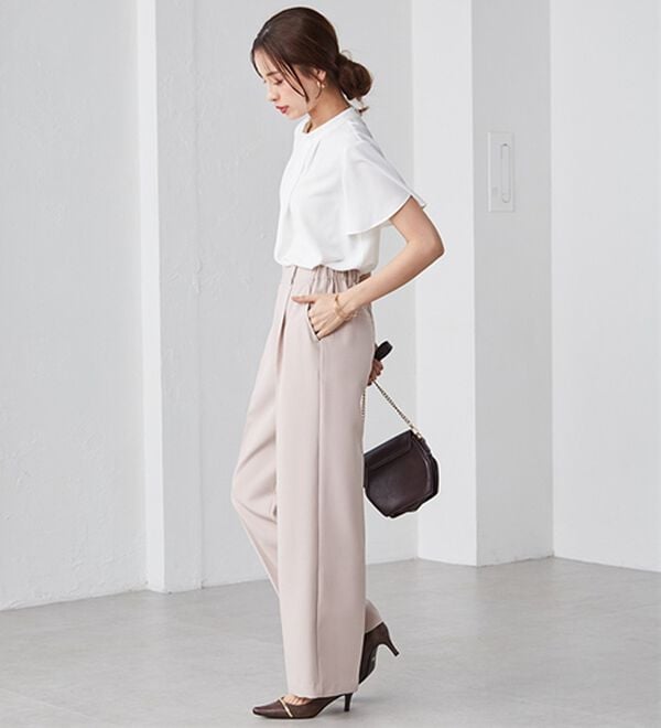 RANAN（ラナン）の「【選べる２丈】機能付！美脚シルエットセンタープレスワイドパンツ（フルレングスパンツ）」｜詳細画像