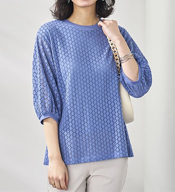 BELLUNA（ベルーナ）の「ストレッチレース使い美人顔プルオーバー（カットソー）」｜詳細画像