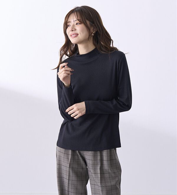 BELLUNA（ベルーナ）の「綿混リブハイネックプルオーバー（カットソー）」｜詳細画像