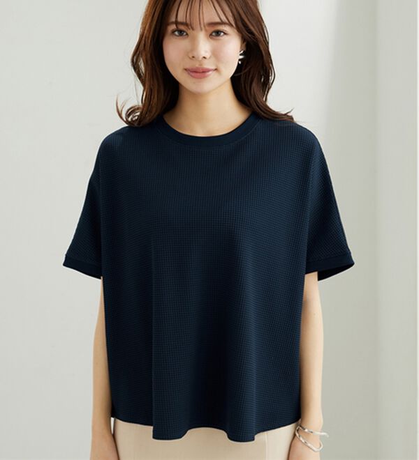 BELLUNA（ベルーナ）の「【快適Ｌａｂ．】ドライワッフル素材ドルマンプルオーバー（カットソー）」｜詳細画像