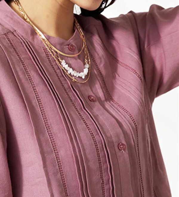 BELLUNA（ベルーナ）の「機能付リネン混ピンタック使いシャツチュニック（チュニック）」｜詳細画像