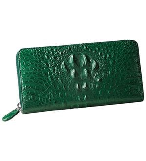「希少なクラウン付きクロコラウンド長財布（メンズ財布・パスケース）」｜グリーン