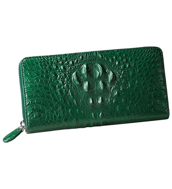 「希少なクラウン付きクロコラウンド長財布（メンズ財布・パスケース）」｜グリーン