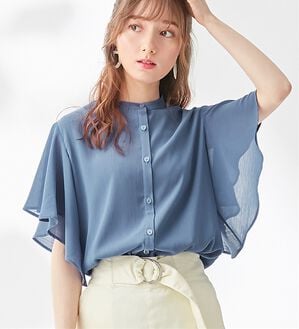 alotta（アロッタ）の「楊柳シフォンバンドカラーブラウス（ブラウス）」｜詳細画像