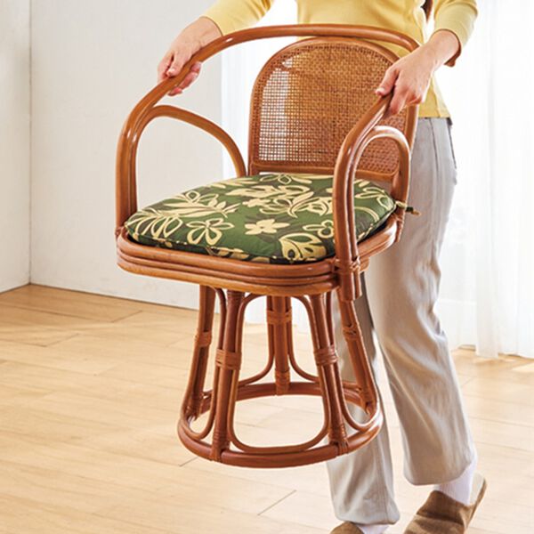 「コンパクト籐回転座椅子（座椅子）」｜詳細画像