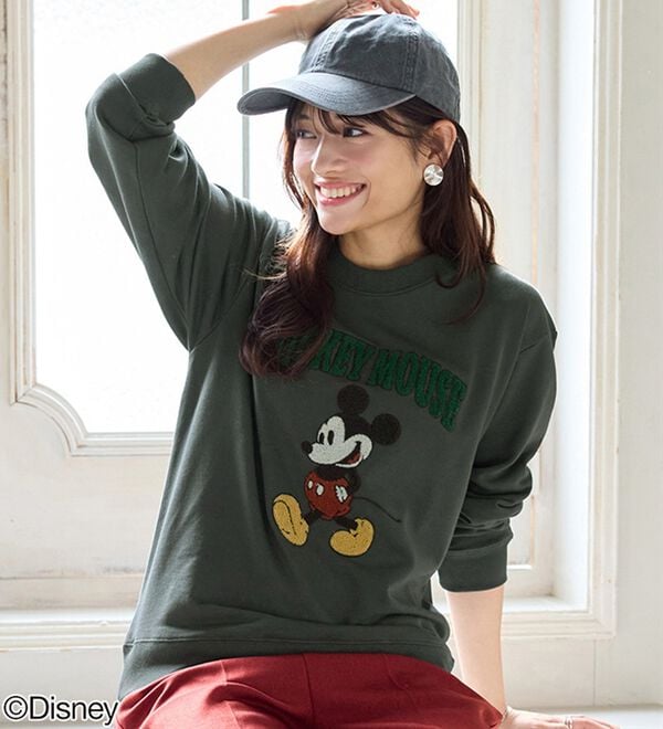 Disney＞【ミッキー】さがら刺しゅう裏毛トレーナー - ベルーナ