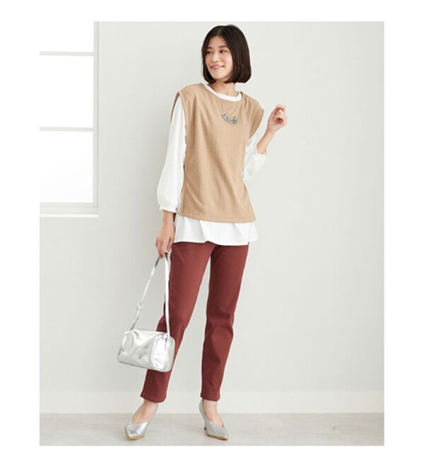 BELLUNA（ベルーナ）の「カットソージャカード素材ベストアンサンブル（アンサンブル）」｜詳細画像