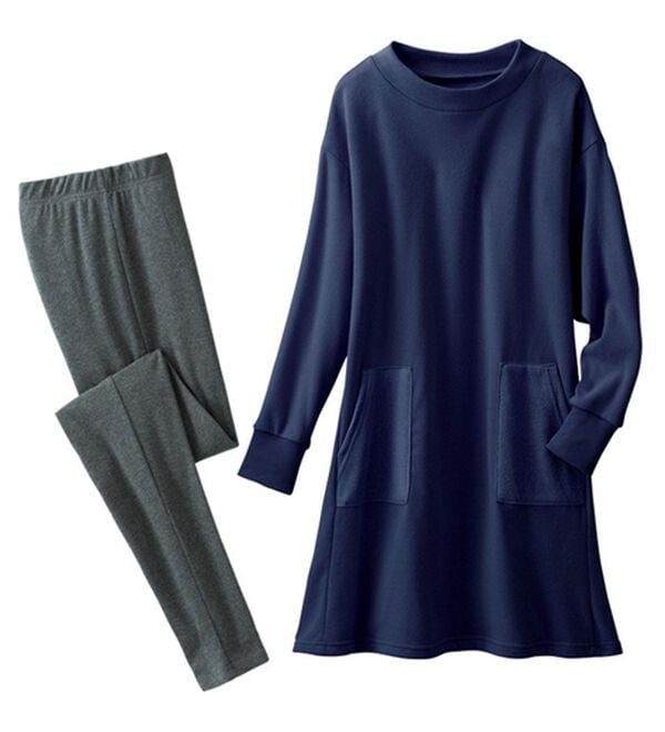 LAVIENNE（ラヴィエンヌ）の「毛玉ができにくい！裏ファーチュニック（パジャマ・ルームウェア）」｜ネイビー